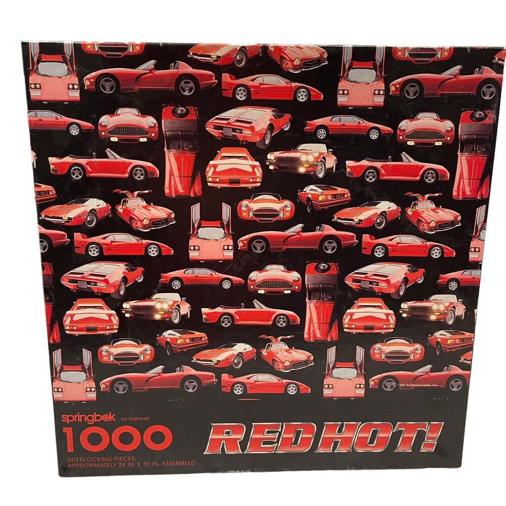 Springbok Puzzle Red Hot Vintage Sports Cars 1000 Piece New 1996 Hallmark